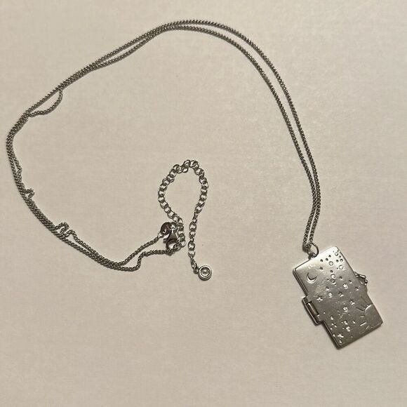 Lisa Mason Sterling Silver 925 Pendant Book Necklace with Cubic Zirconia Stones - Picture 1 of 11